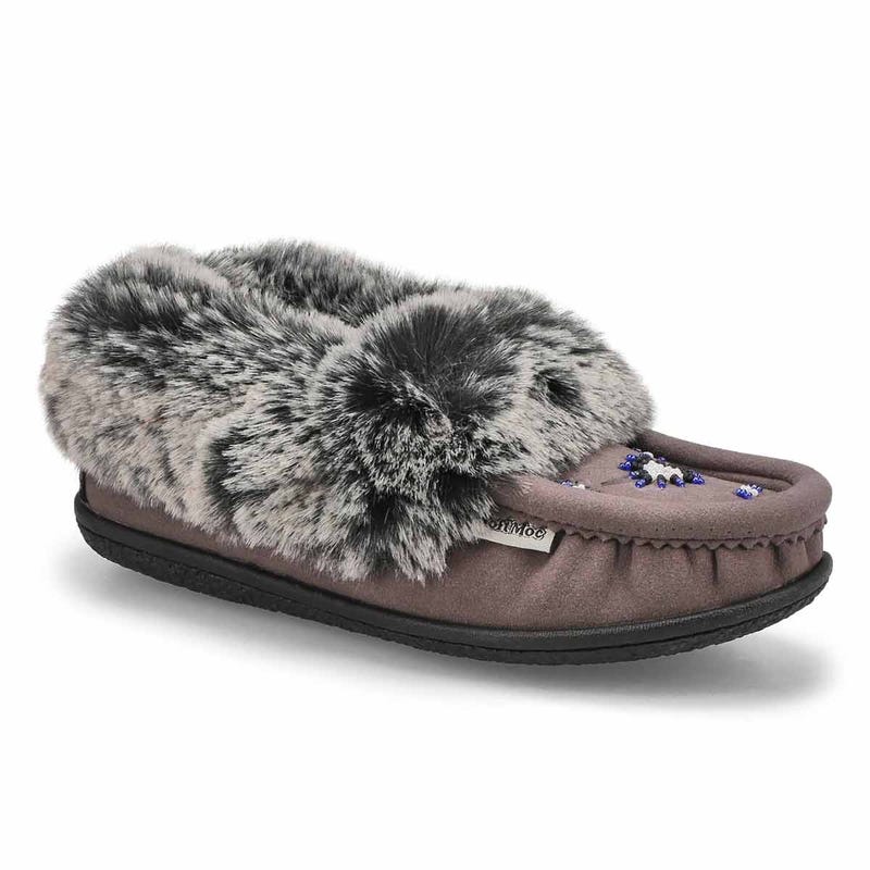 SoftMocs végane avec similifourrure CUTE 5 V3, gris, femmes