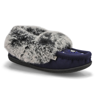 Lds Cute 5 V3 Faux Fur Vegan Moc - Navy