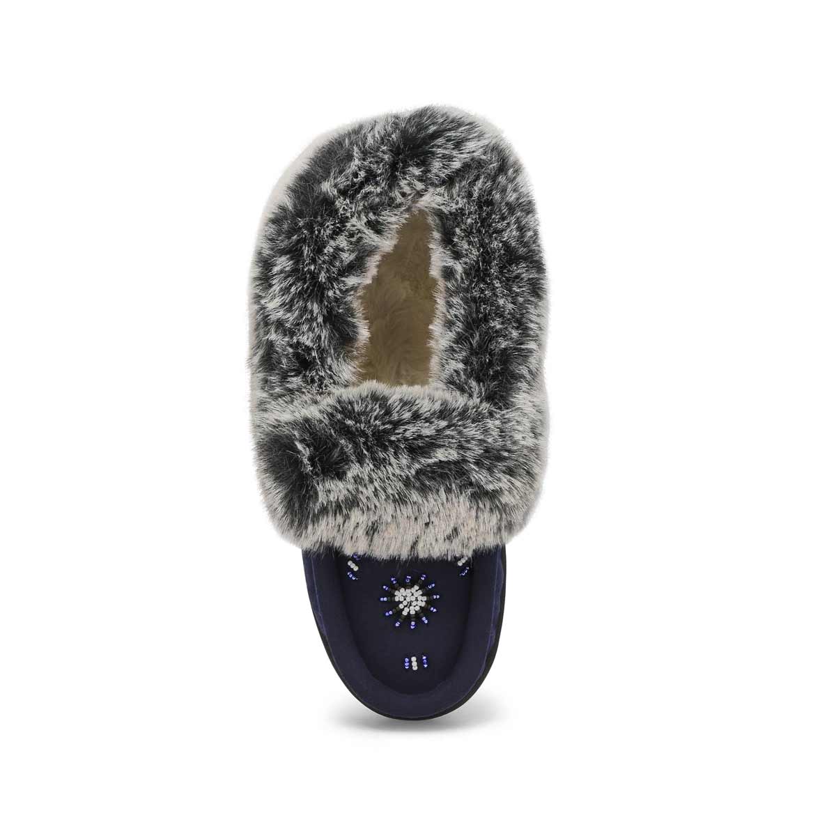 Women's Cute 5 V3 Faux Fur Vegan Moc - Navy