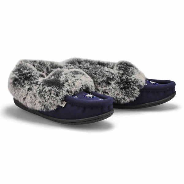 SoftMocs végane avec similifourrure CUTE 5 V3, marine, femmes