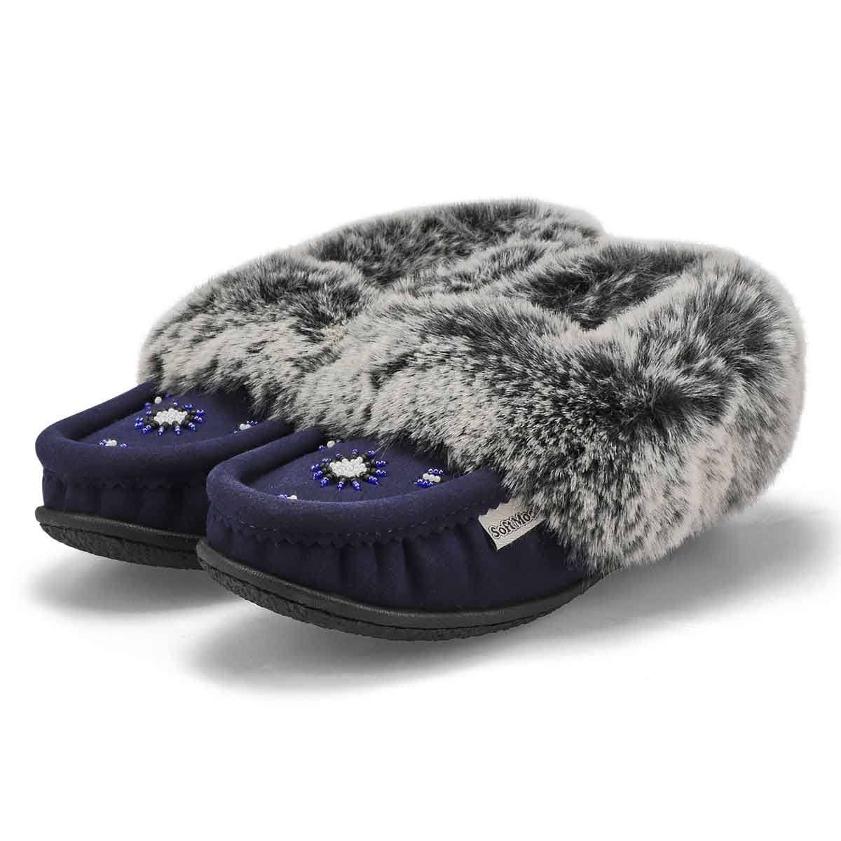 SoftMocs végane avec fausse fourrure CUTE 5 V3, marine, femmes