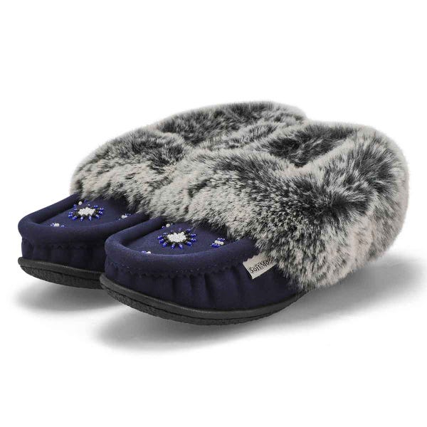 SoftMocs végane avec similifourrure CUTE 5 V3, marine, femmes