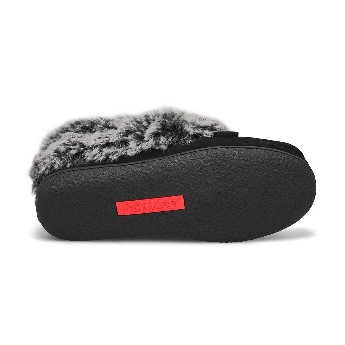 Girls' Cute 6 Jr Faux Rabbit Fur Moccasin -Black