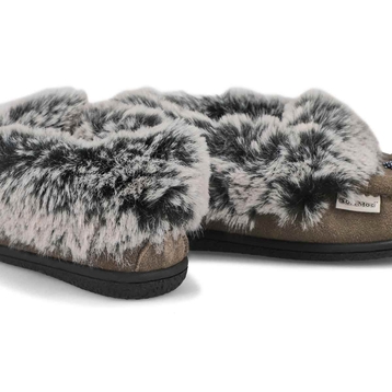Girls' Cute 6 Jr Faux Rabbit Fur Moccasin - Grey
