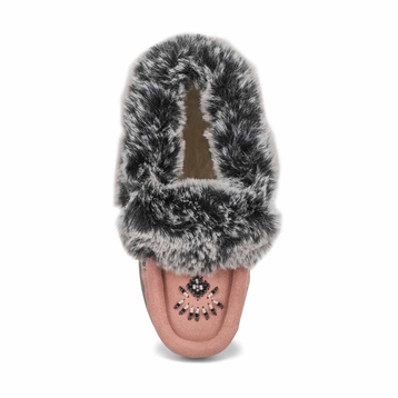 Girls' Cute 6 Jr Faux Rabbit Fur SoftMocs - Pink