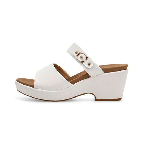 chinese dress ladies Women’s Comfort Sandal | Sole_Bliss Bailey White Leather – Extra_Wide, Bunion & Arch Support, Contoured Footbed, Slip_On Design main image 1