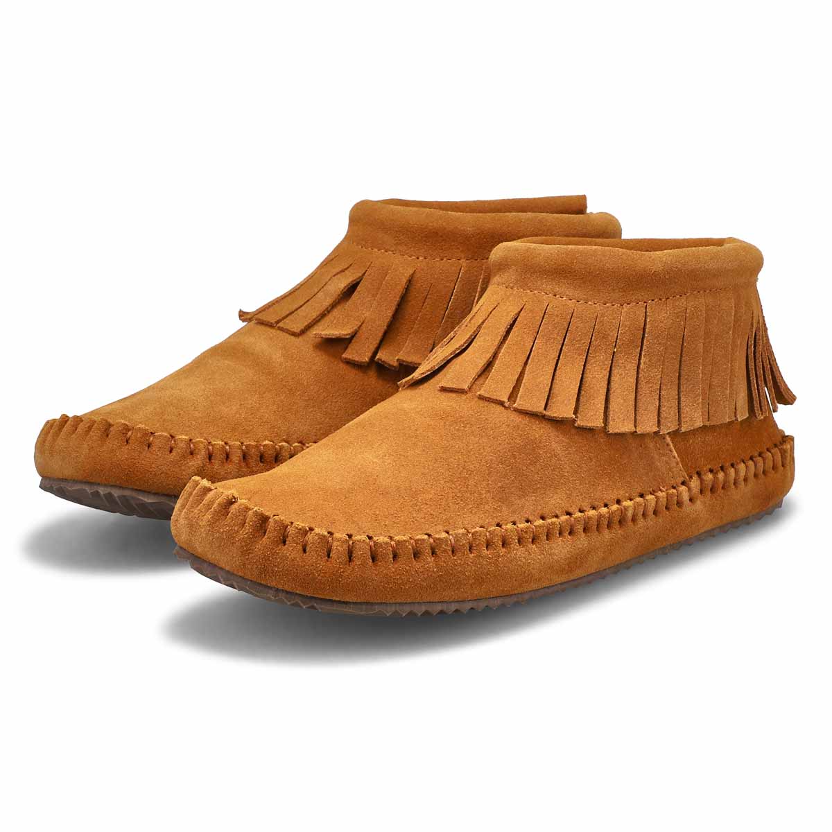 Women's Debra II Lo Suede Back Zip Fringe SoftMocs - Chesnut