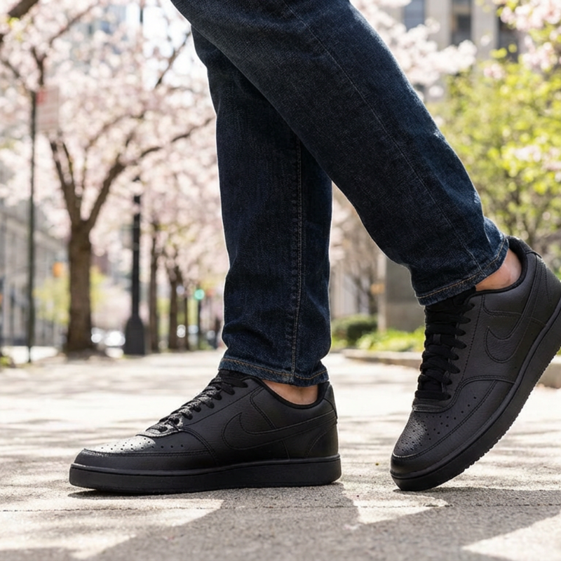 Men's Court Version Lo NN Lace Up Sneaker - Black/Black/Black