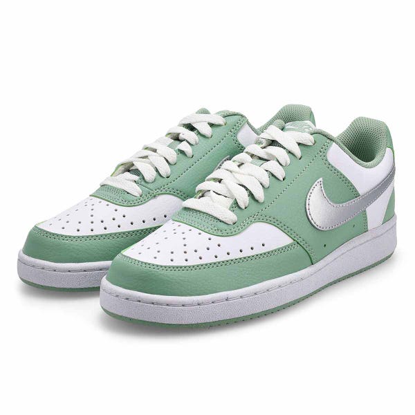Women's Court Vision Lace Up Sneaker - Steam/Metallic Silver/White