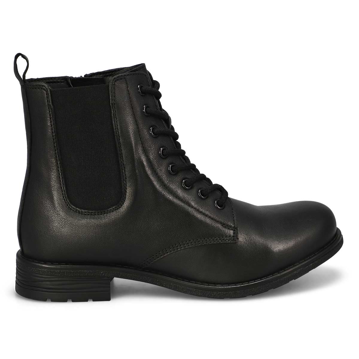 Women's Diana Leather Lace Up Zip Boot - Black