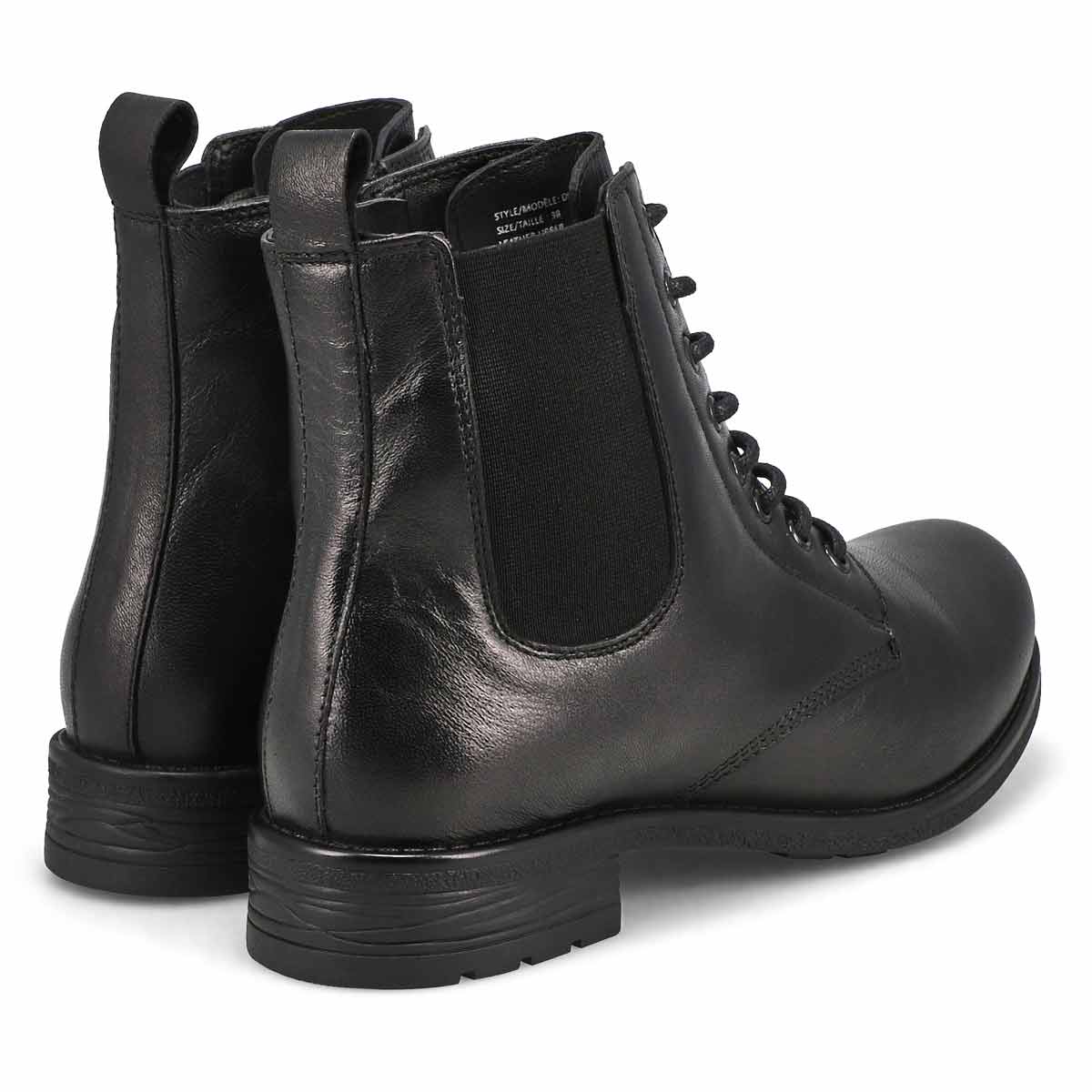 Women's Diana Leather Lace Up Zip Boot - Black