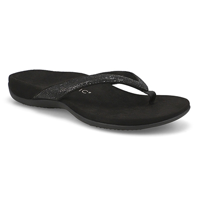Lds Dillion Shine Casual Thong Sandal - Black