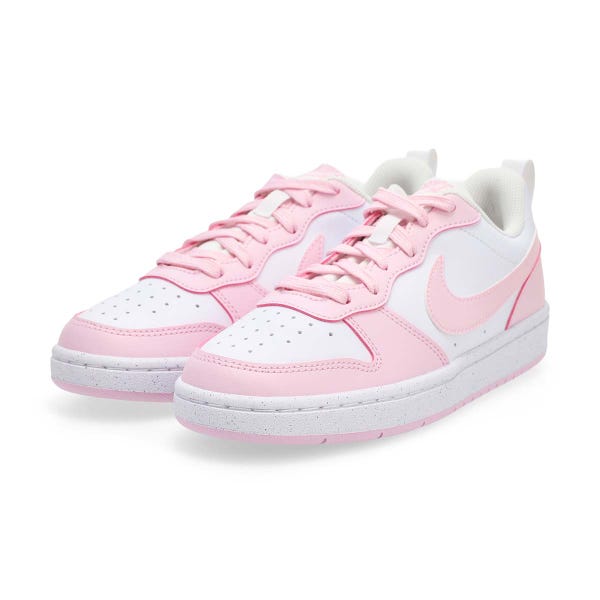 Girls'  Court Borough Low Recraft BG Sneaker - White/Pink Foam