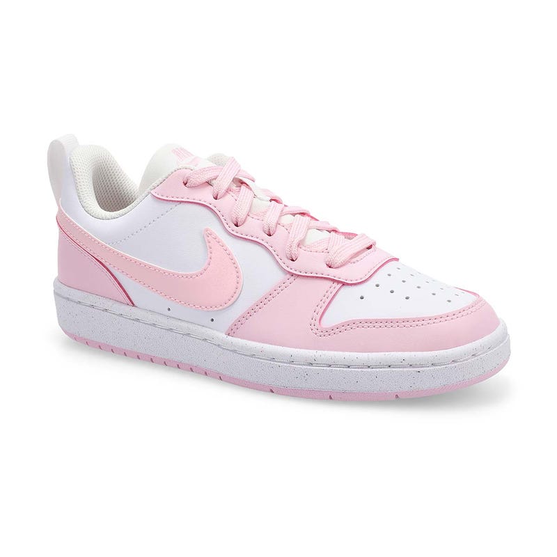 Girls'  Court Borough Low Recraft BG Sneaker - White/Pink Foam