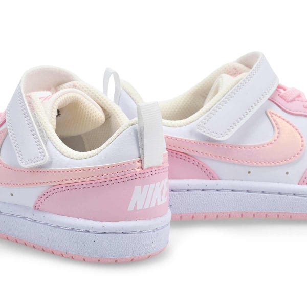 Girls'  Court Borough Low Recraft BPV Sneaker - White/Pink Foam