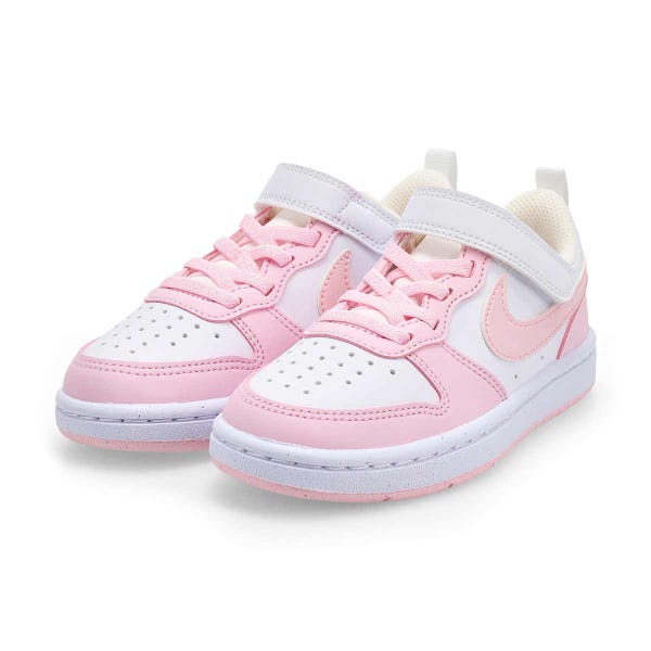 Girls'  Court Borough Low Recraft BPV Sneaker - White/Pink Foam