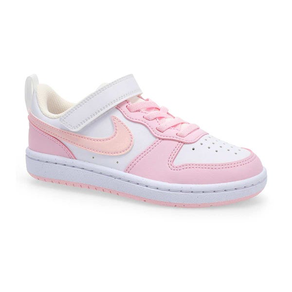 Girls'  Court Borough Low Recraft BPV Sneaker - White/Pink Foam