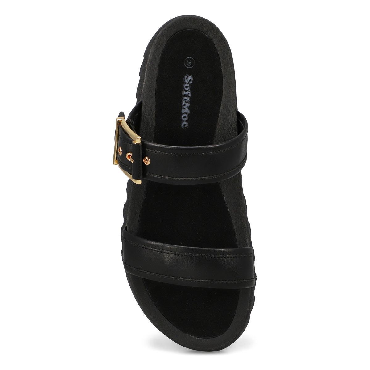 Women's  Dyana 2 Strap Single Buckle Leather Sandal - Black