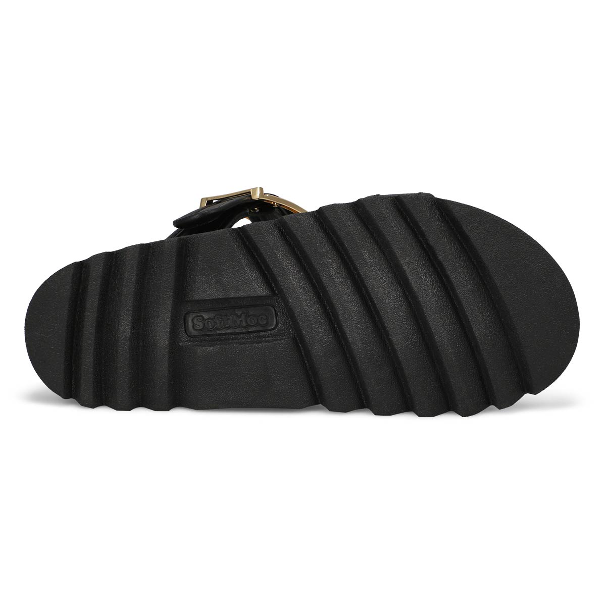 Women's  Dyana 2 Strap Single Buckle Leather Sandal - Black