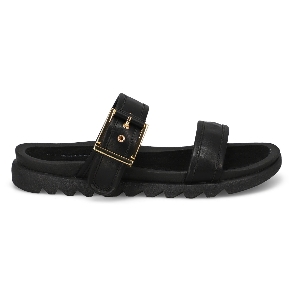 Women's  Dyana 2 Strap Single Buckle Leather Sandal - Black