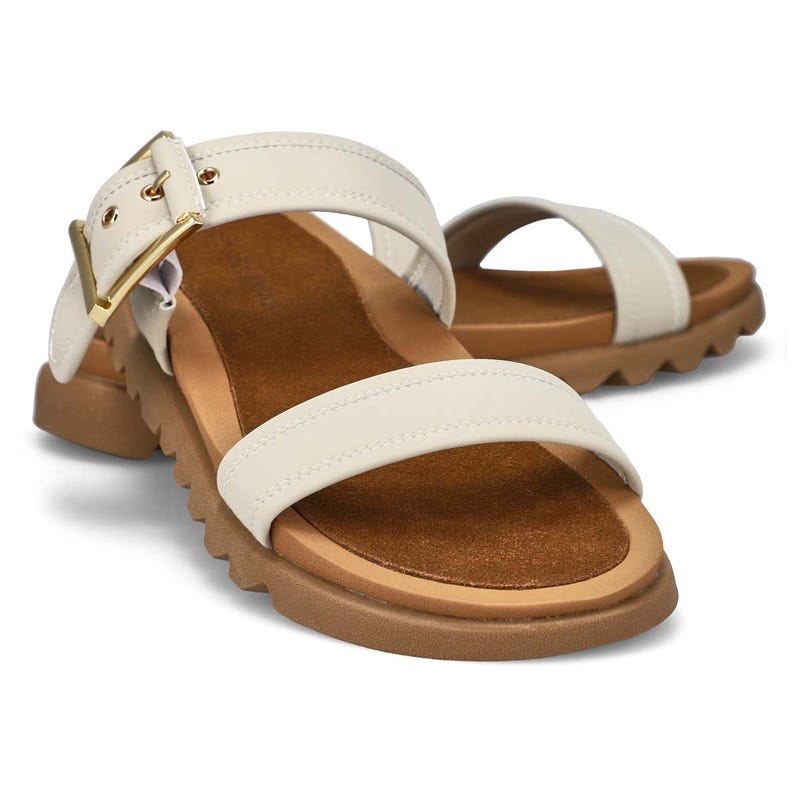 Women's Dyana 2 Strap Single Buckle Leather Sandal - Chalk