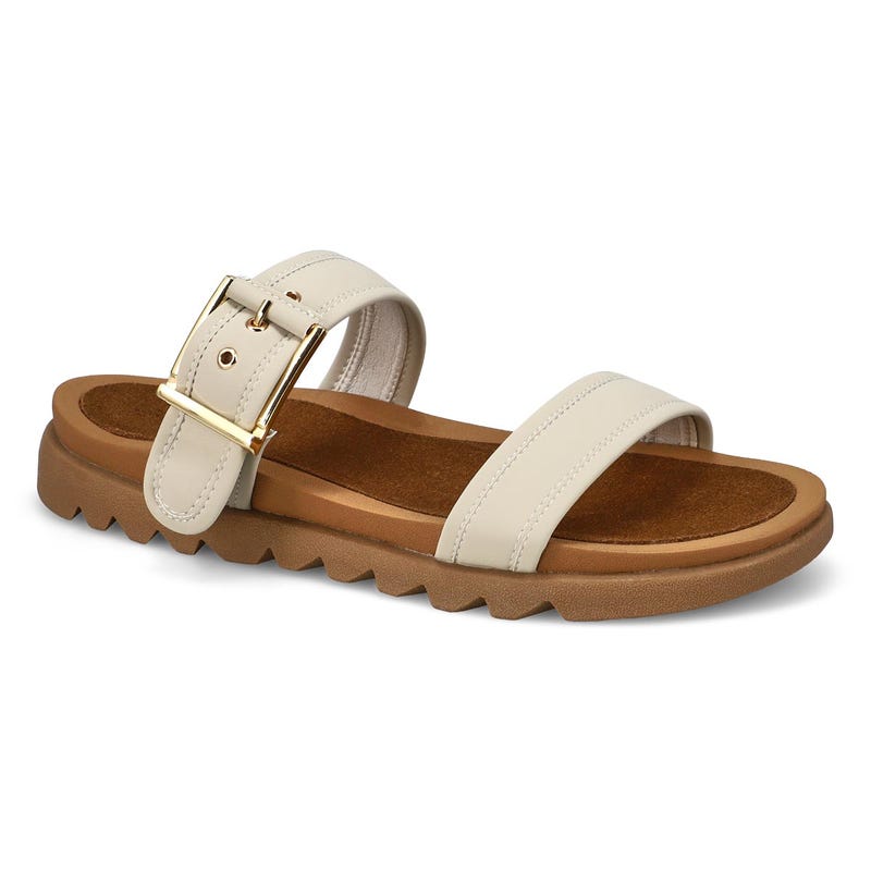 Women's Dyana 2 Strap Single Buckle Leather Sandal - Chalk