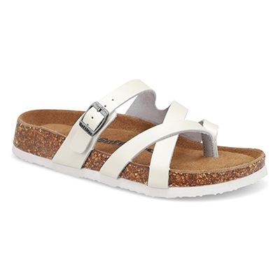Lds Elanor Leather Thong Sandal - Pearl White