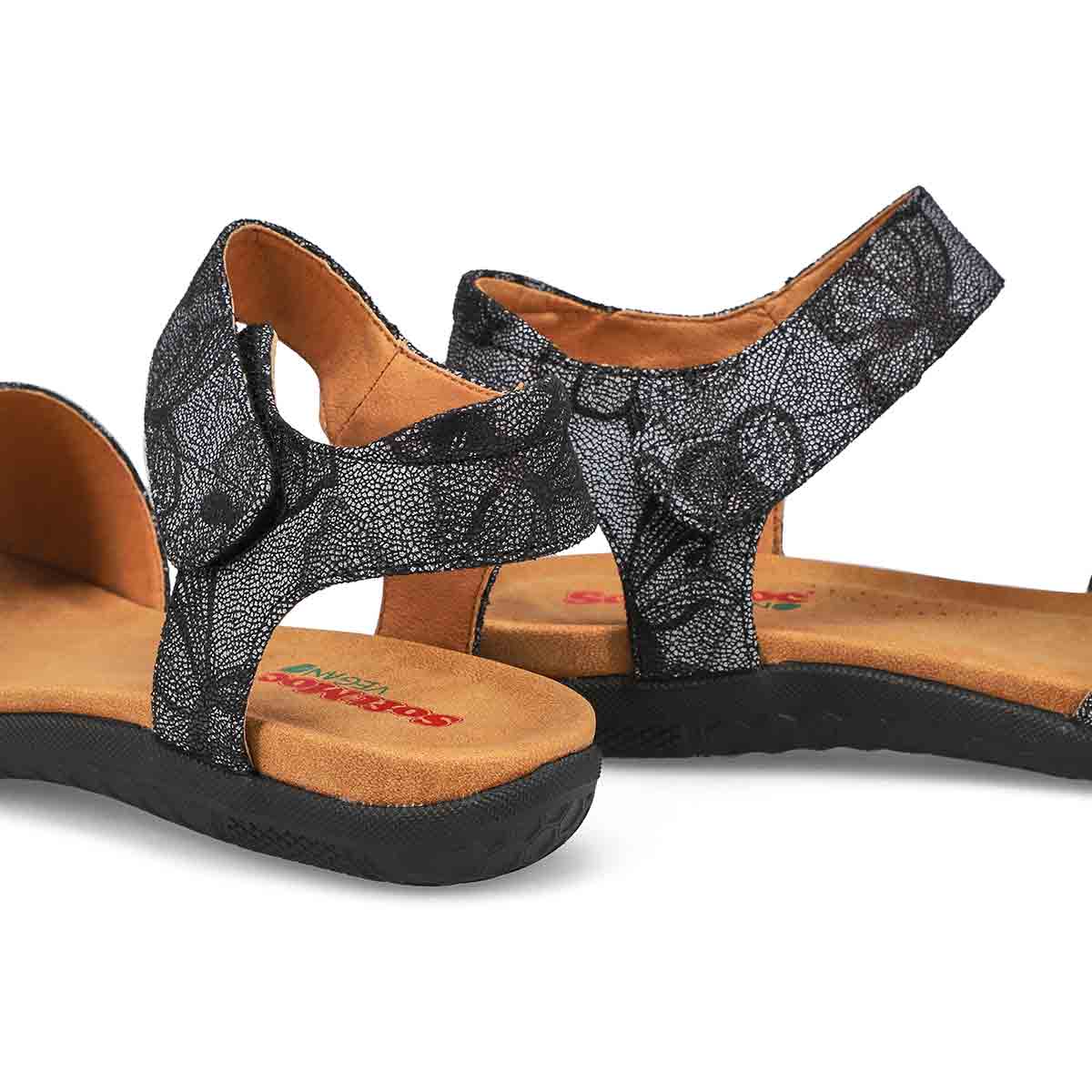 Sandale végane ELENA 01, noir/floral, femmes