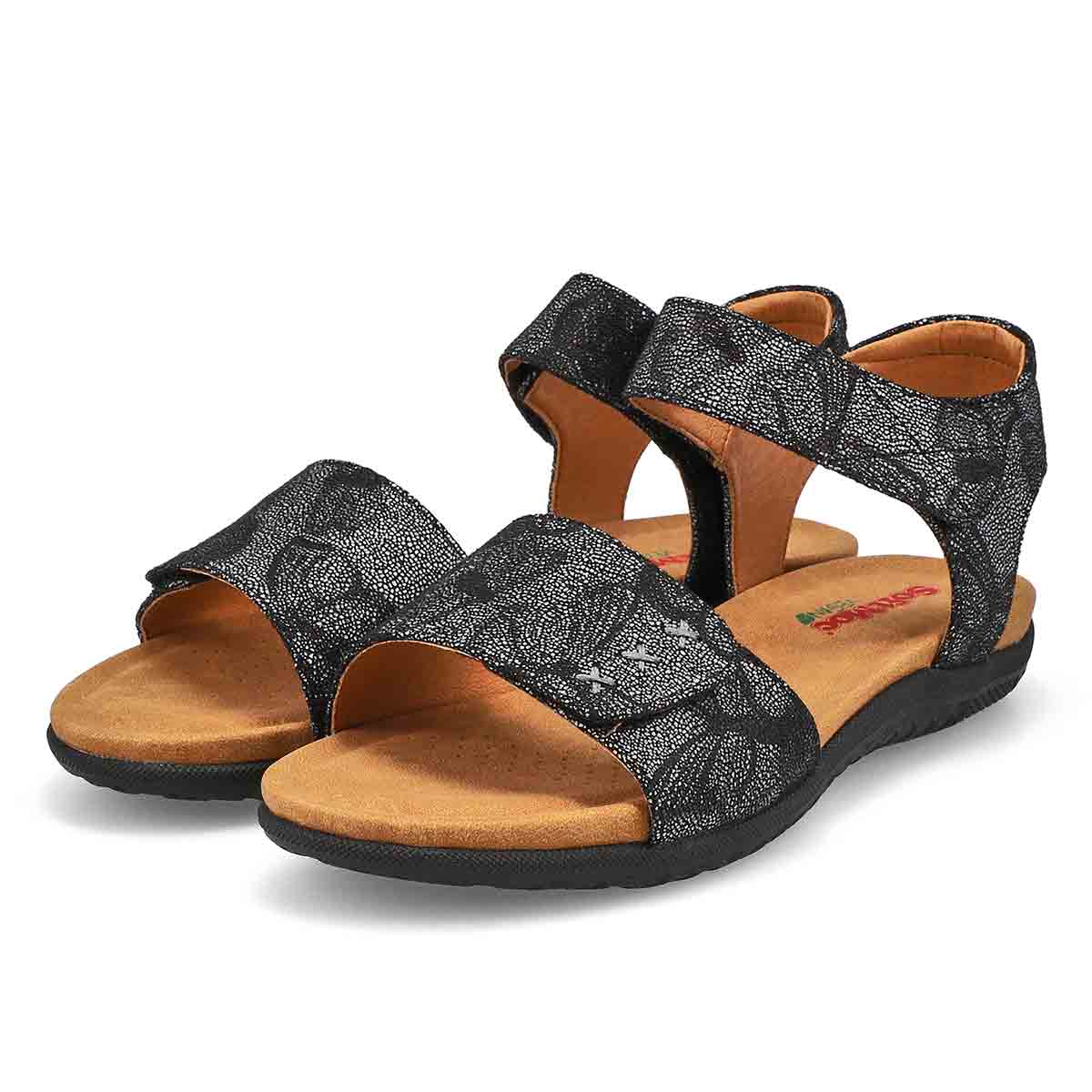 Sandale végane ELENA 01, noir/floral, femmes