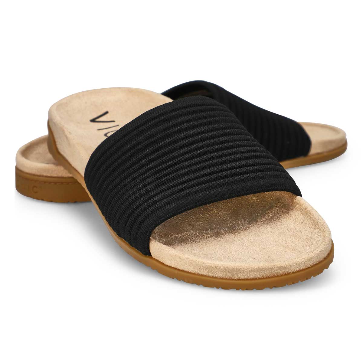 Women's Evie Knit Causal Slide Sandal - Black