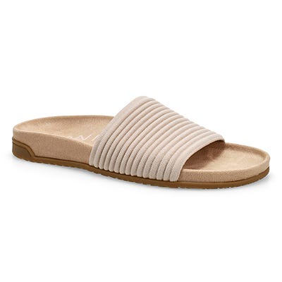 Lds Evie Knit Causal Slide Sandal - Cream