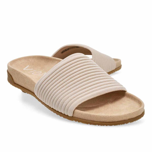 Women's Evie Knit Causal Slide Sandal - Cream