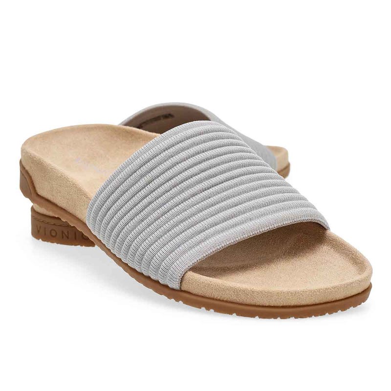 Women's Evie Knit Causal Slide Sandal - Vapor Grey/ Silver