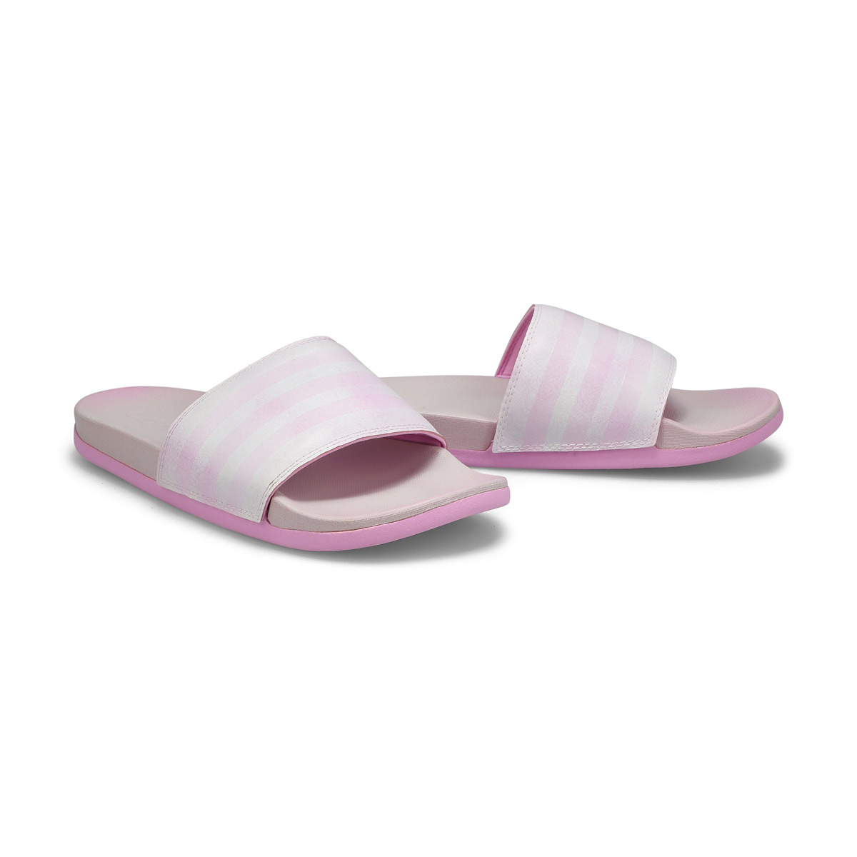 ADILETTE CF+ STRIPES W, blanc/lilas, femmes