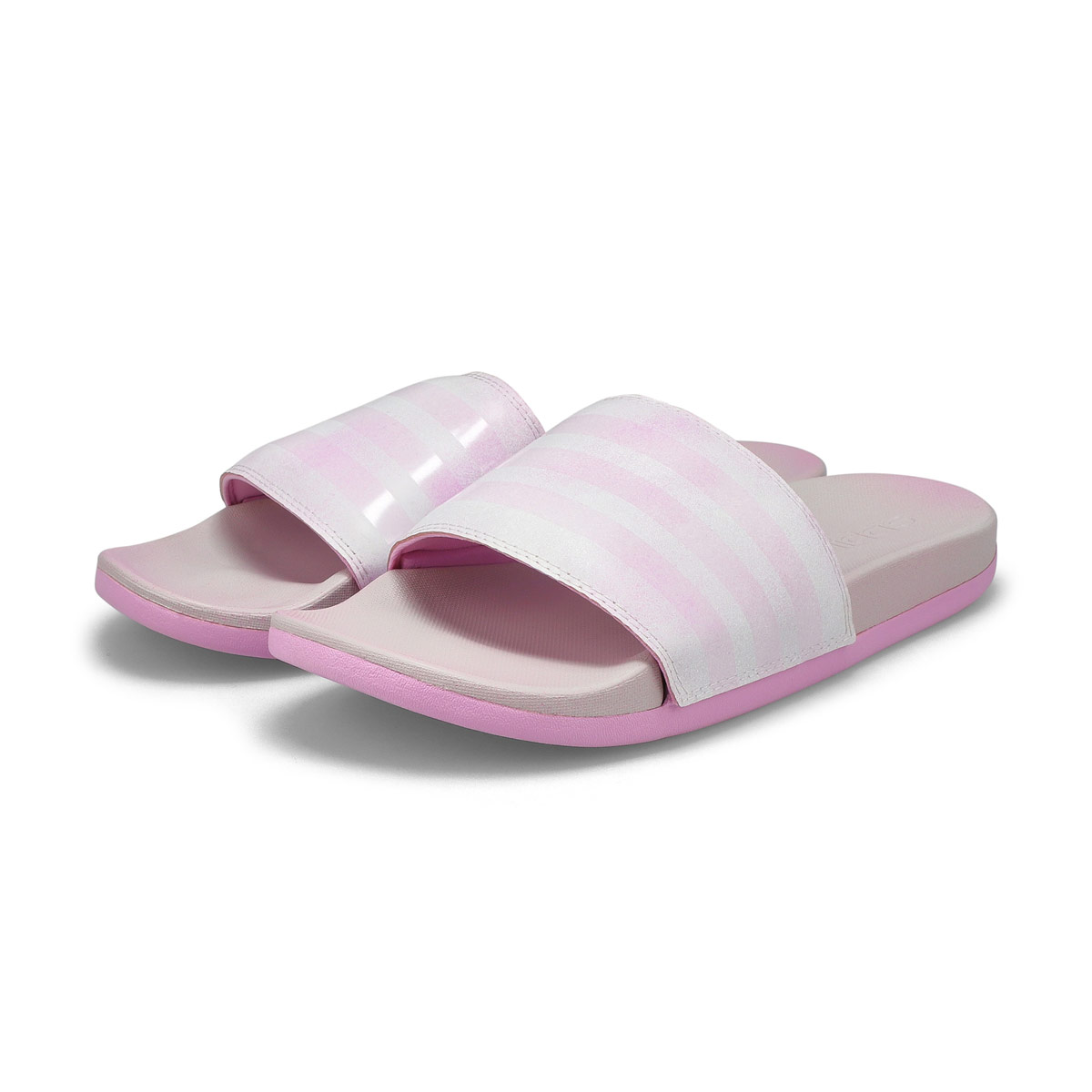 ADILETTE CF+ STRIPES W, blanc/lilas, femmes