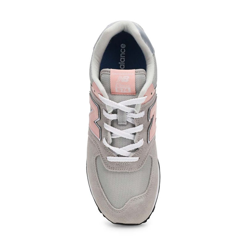 Girls'  574 Lace Up Sneaker - Grey/Pink