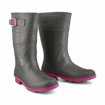 Girls' Glitzy Waterproof Rain boot - Charcoal