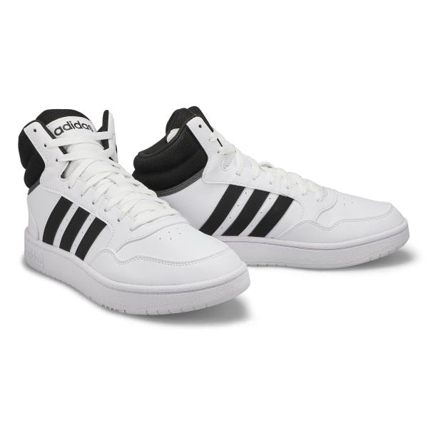 Baskets à lacets HOOPS 3.0 MID, blanc/noir, hommes