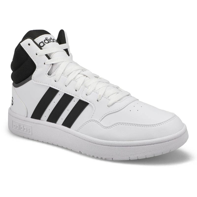 Baskets à lacets HOOPS 3.0 MID, blanc/noir, hommes
