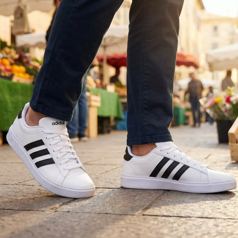 Baskets à lacets GRAND COURT 2.0, blanc/noir, hommes