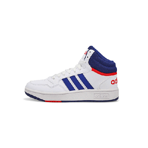 【sskd39】3 Adidas Kids' Hoops 3.0 Mid Sneaker - White/B | SoftMoc.com
