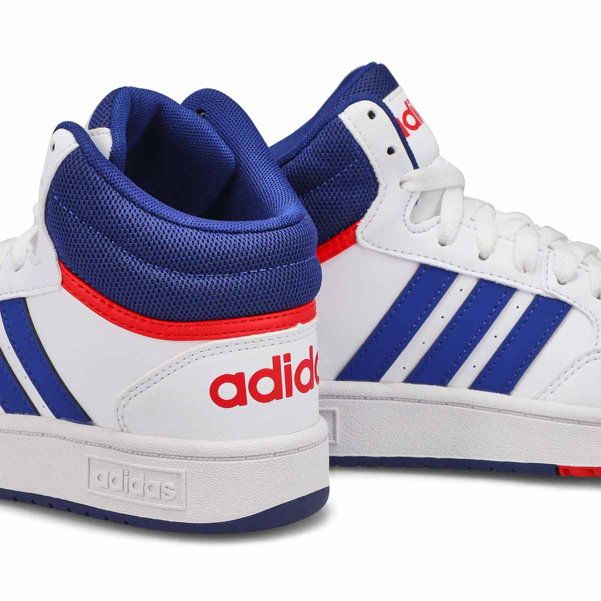 Adidas Kid's Hoops 3.0 Mid White Blue Size:6