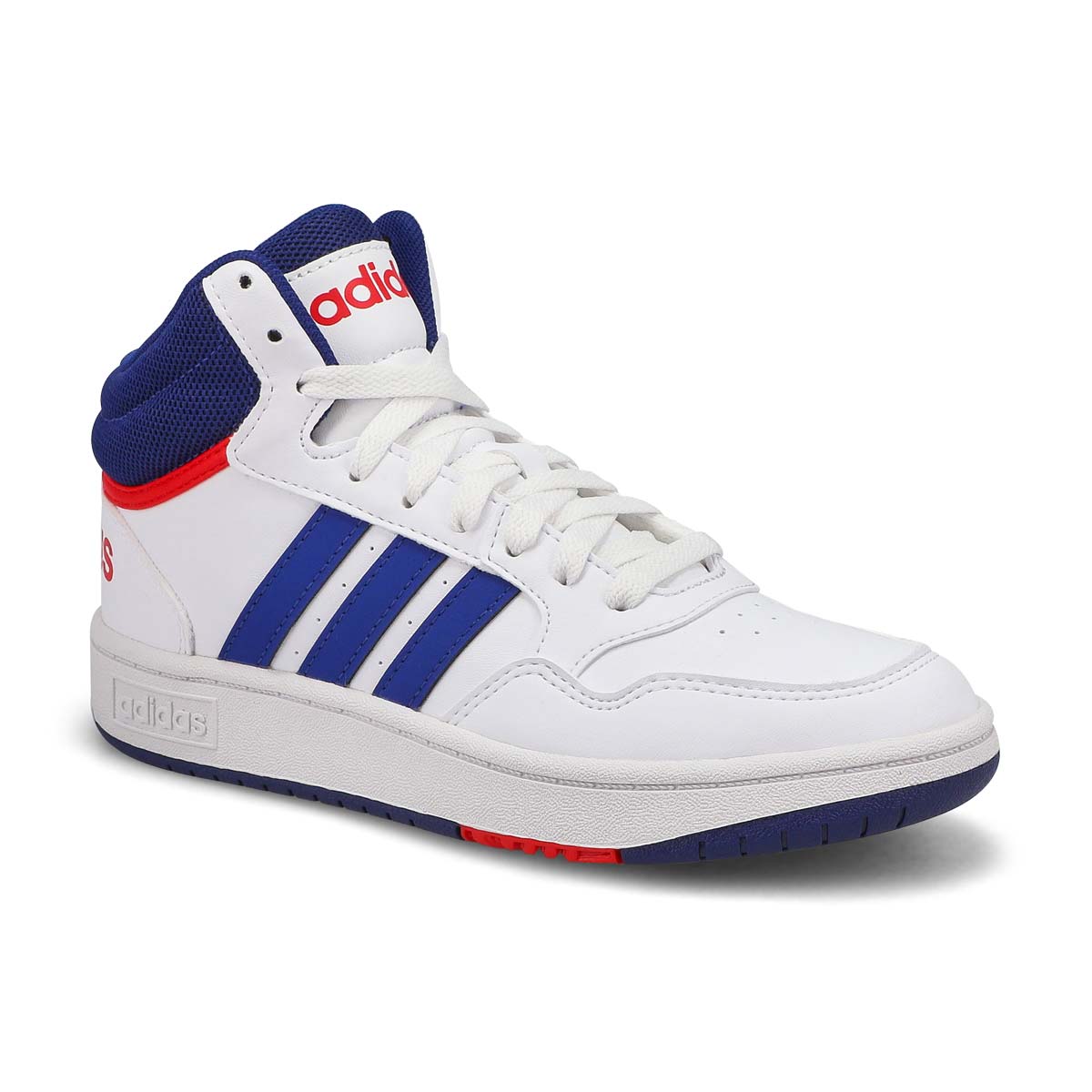 adidas Kids' Hoops 3.0 Mid Sneaker - White/B | SoftMoc.com