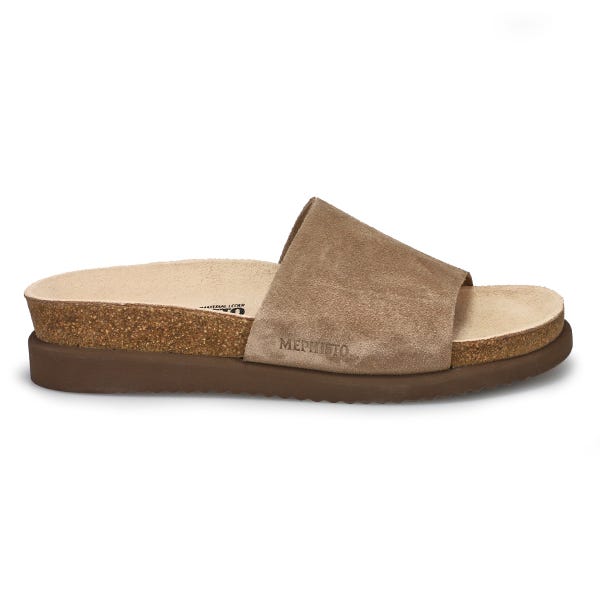 Sandale à lit de pied en liège HANIK, gris chaud, femmes
