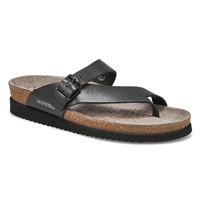 Lds Helen Footbed Toe Loop Sandal - Black