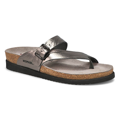 Lds Helen Footbed Toe Loop Sandal - Grey