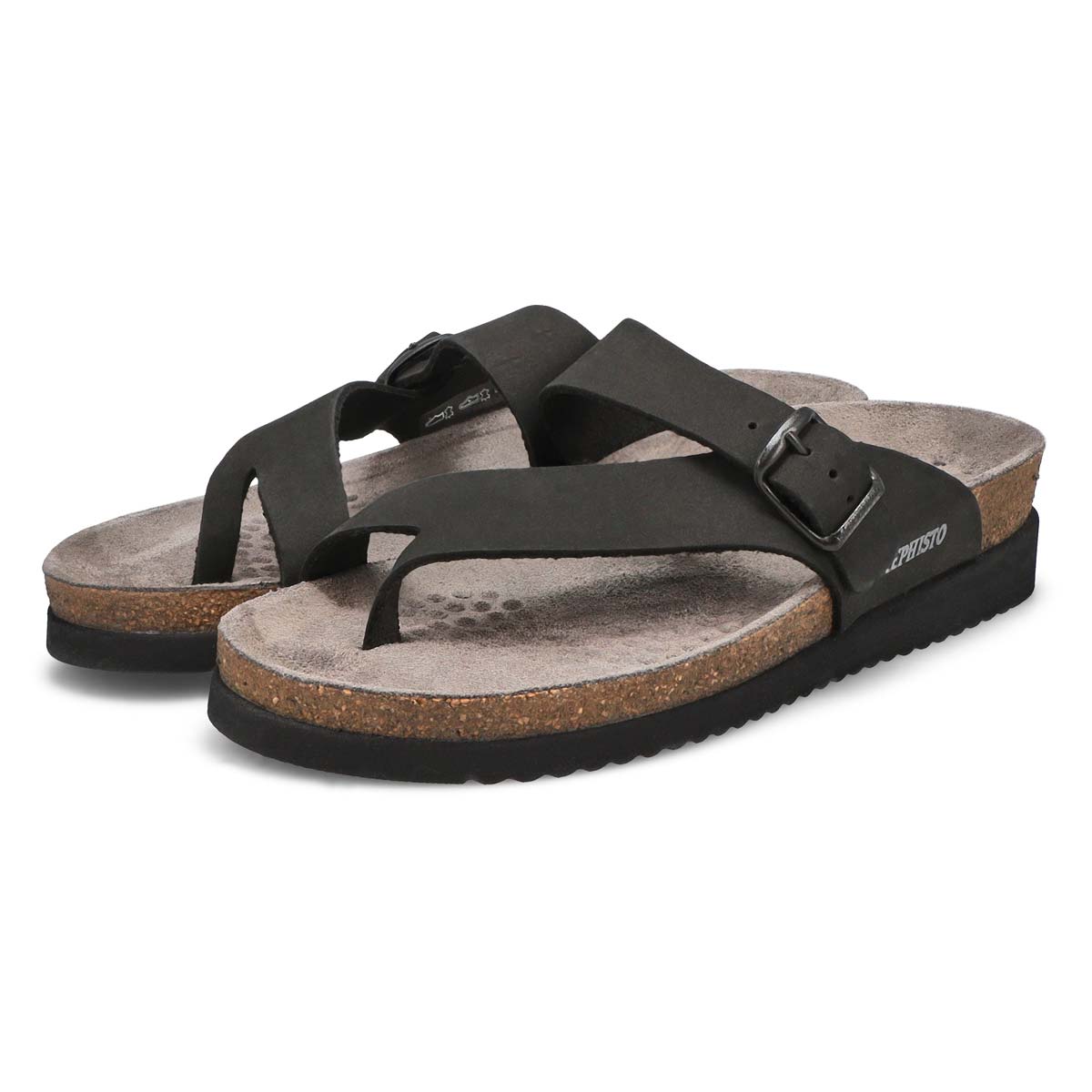 Sandales à passe-orteil HELEN, nubuck noir, femmes