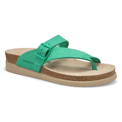 Lds Helen Footbed Toe Loop Sandal - Green