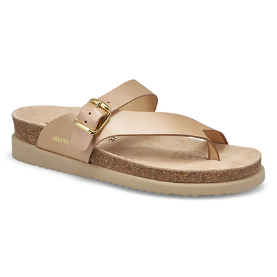 Lds Helen Footbed Toe Loop Sandal - Platinum