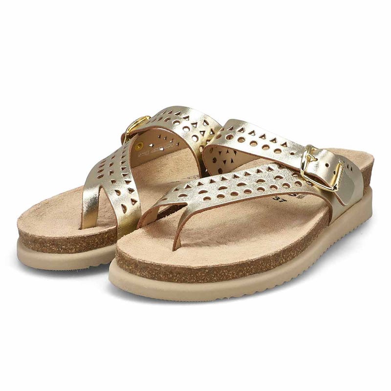 Sandale passe-orteil à lit de pied HELENA PERFORATED, or, femmes